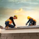roofing contractors on a roof