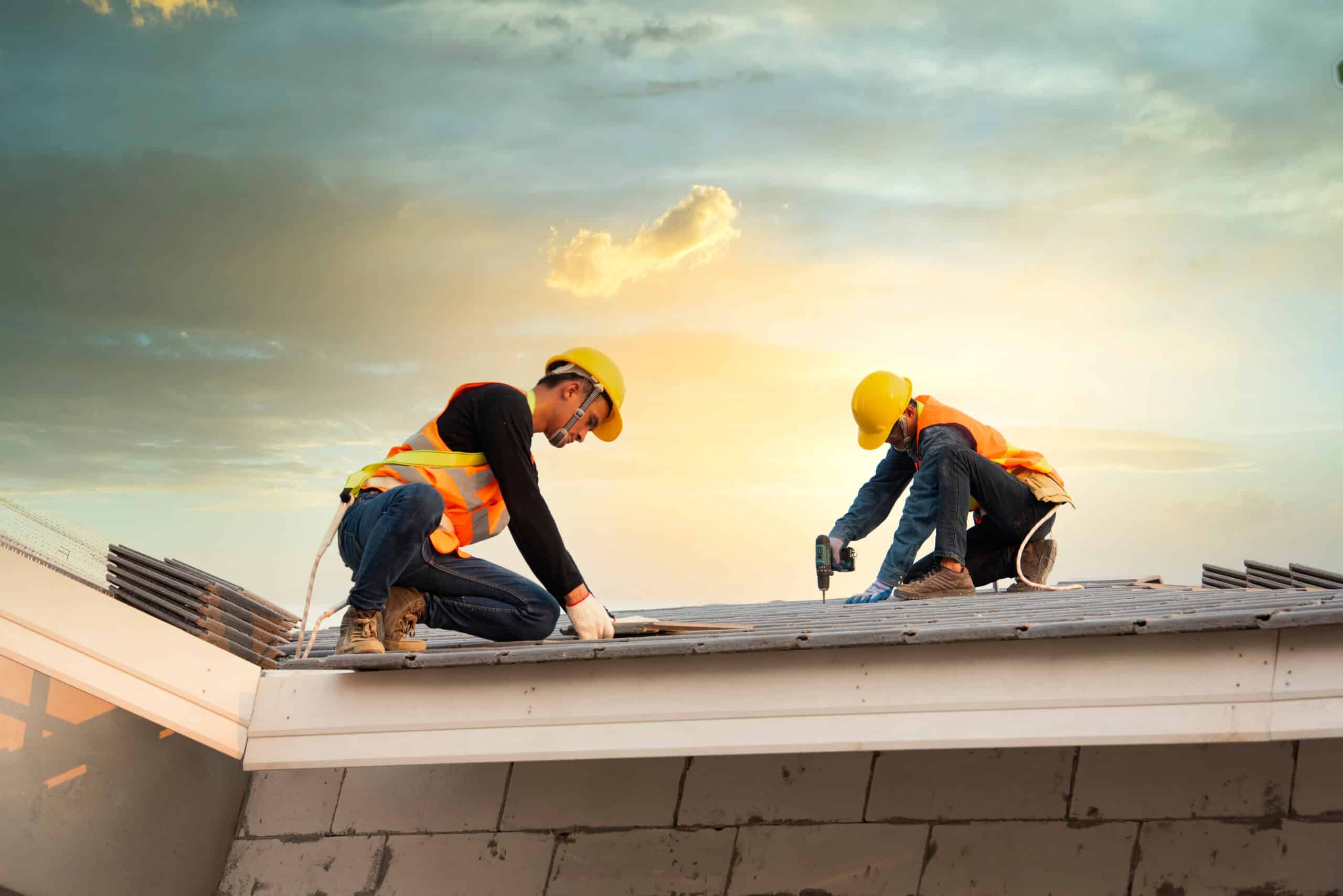 roofing contractors on a roof