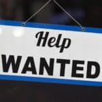 blue help wanted sign