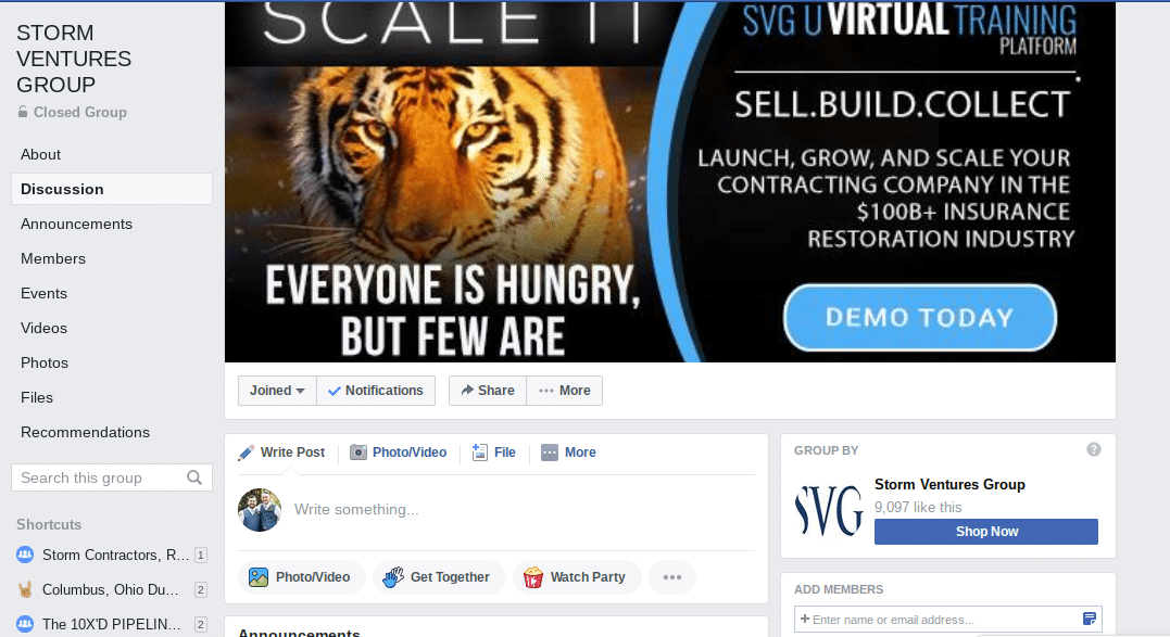Storm Venture Group's Facebook Page