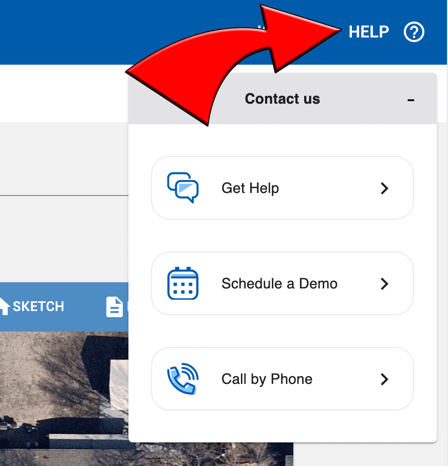 A view of RoofSnap's updated help tab.