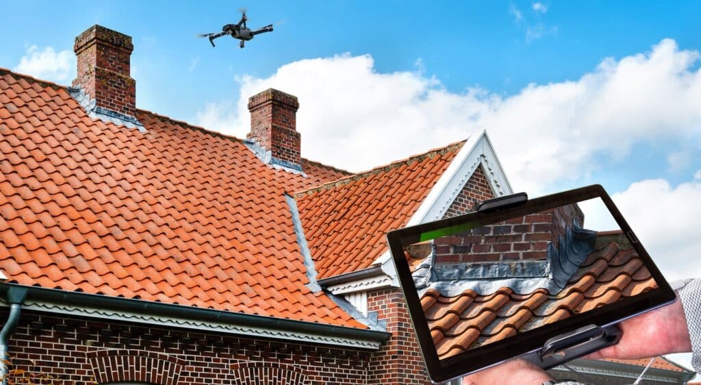 drone inspecting roof