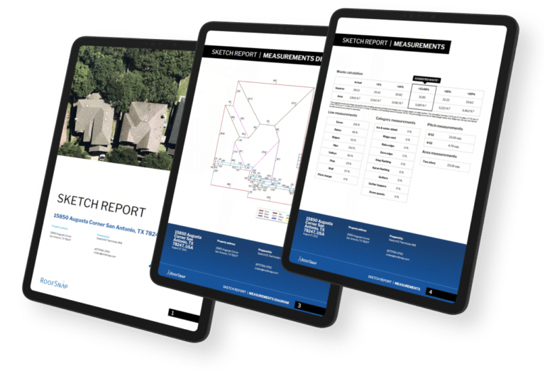 roof measurement report in tablet